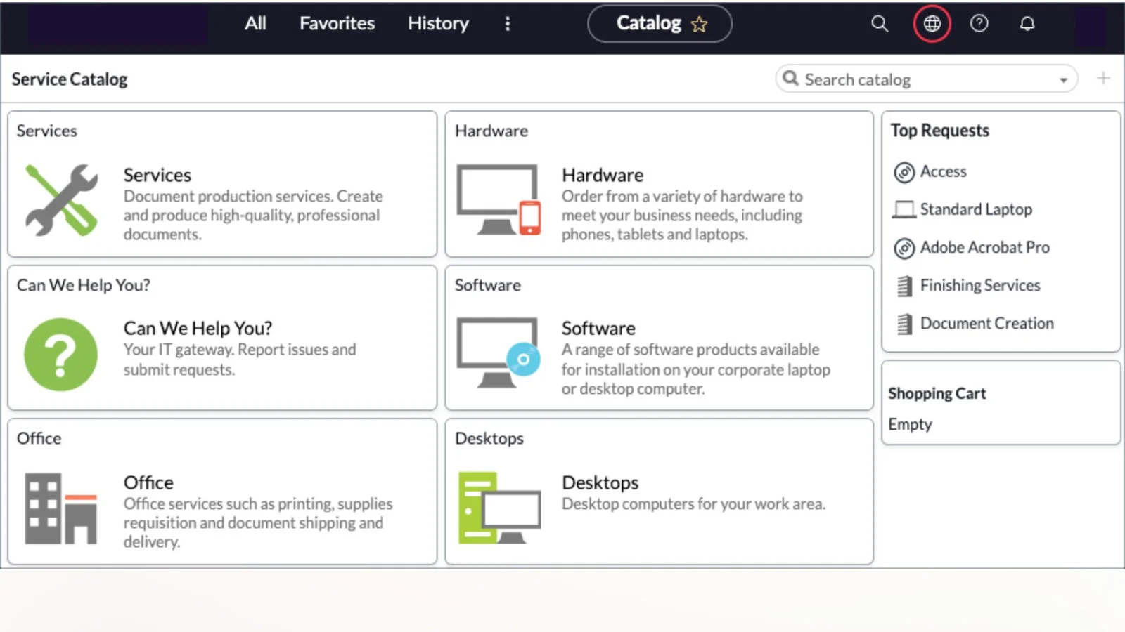 catalog item in ServiceNow