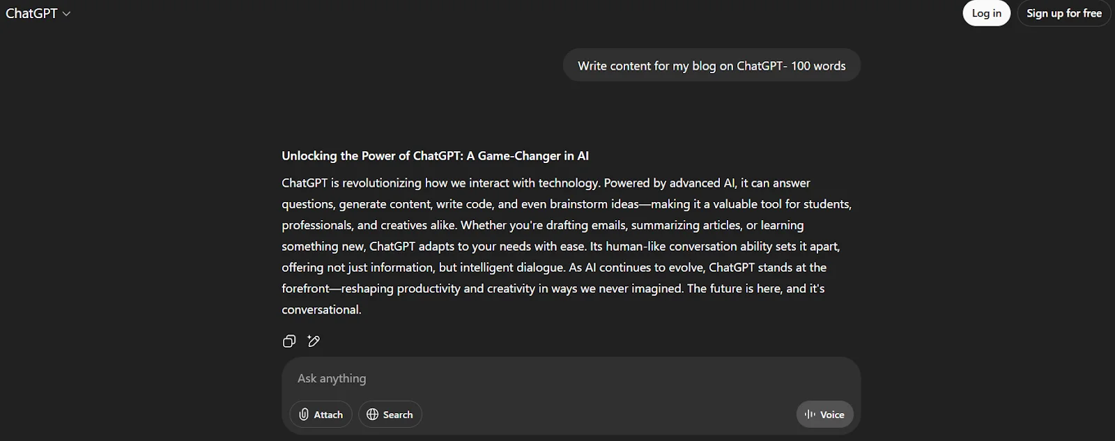 chatgpt example
