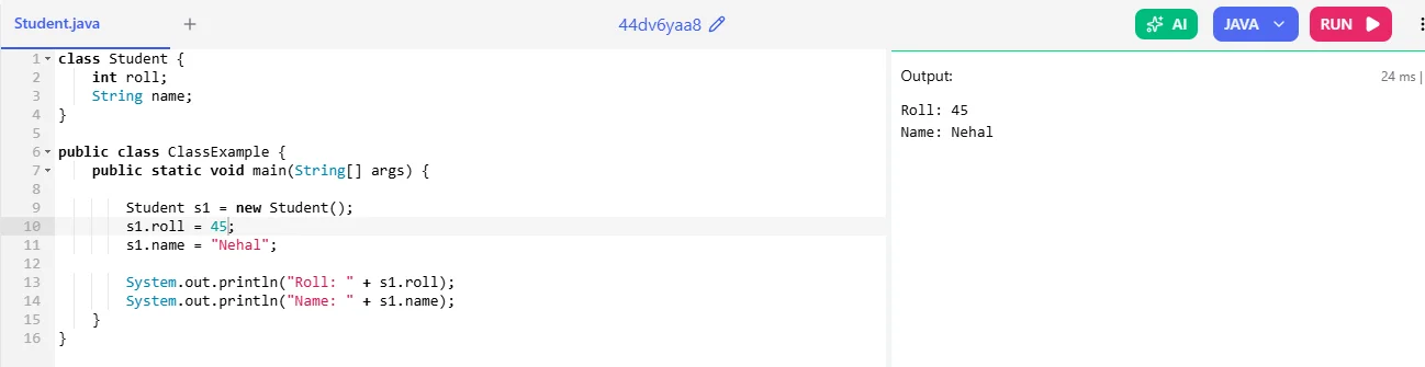 class data type in java