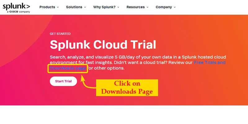 click on the Splunk download