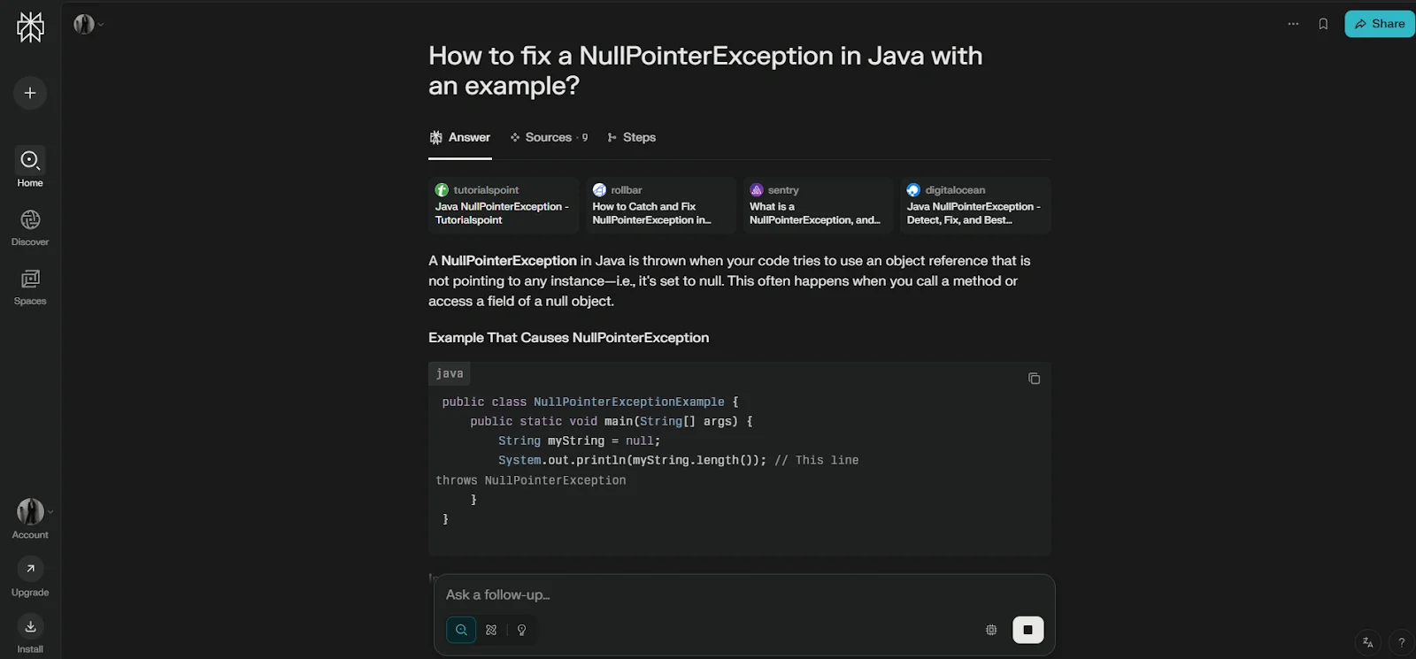 coding help and technical queries example perplexity