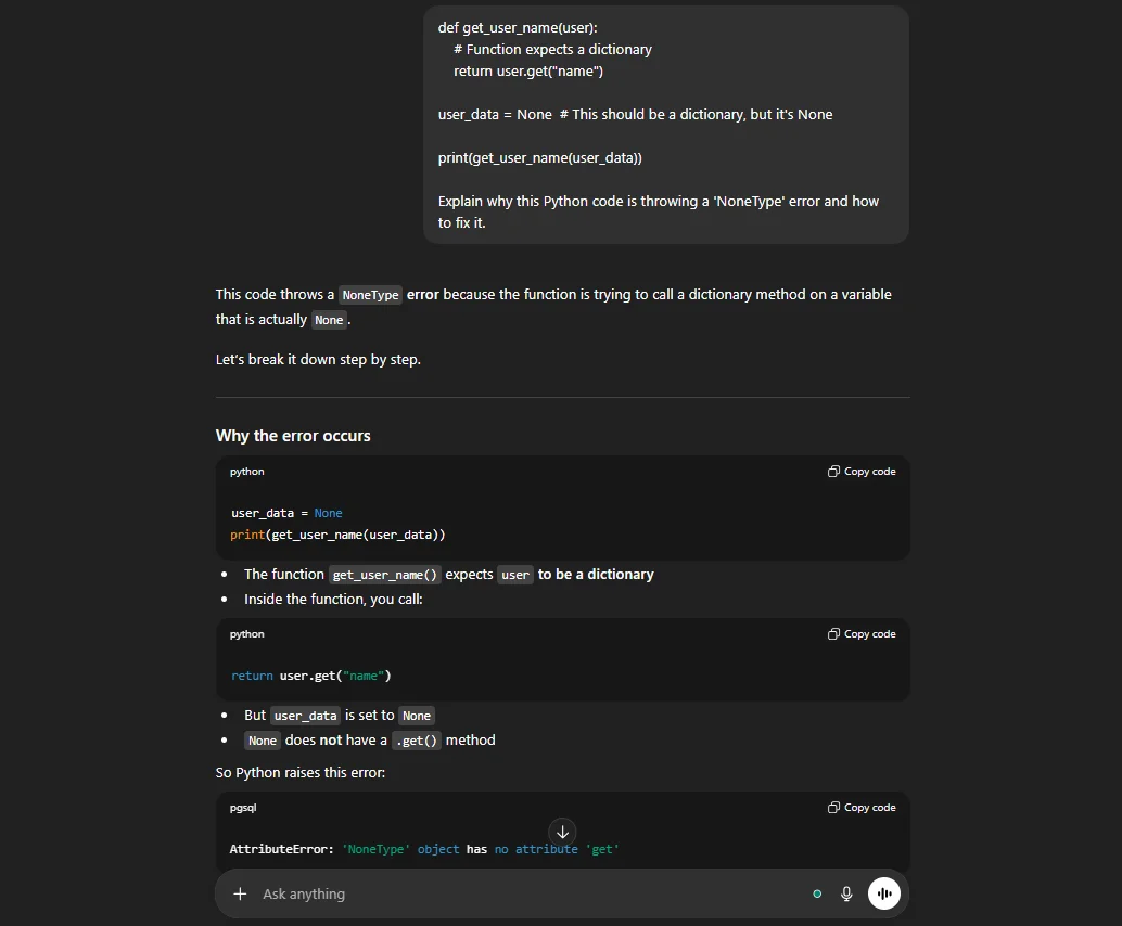 coding help example chatgpt