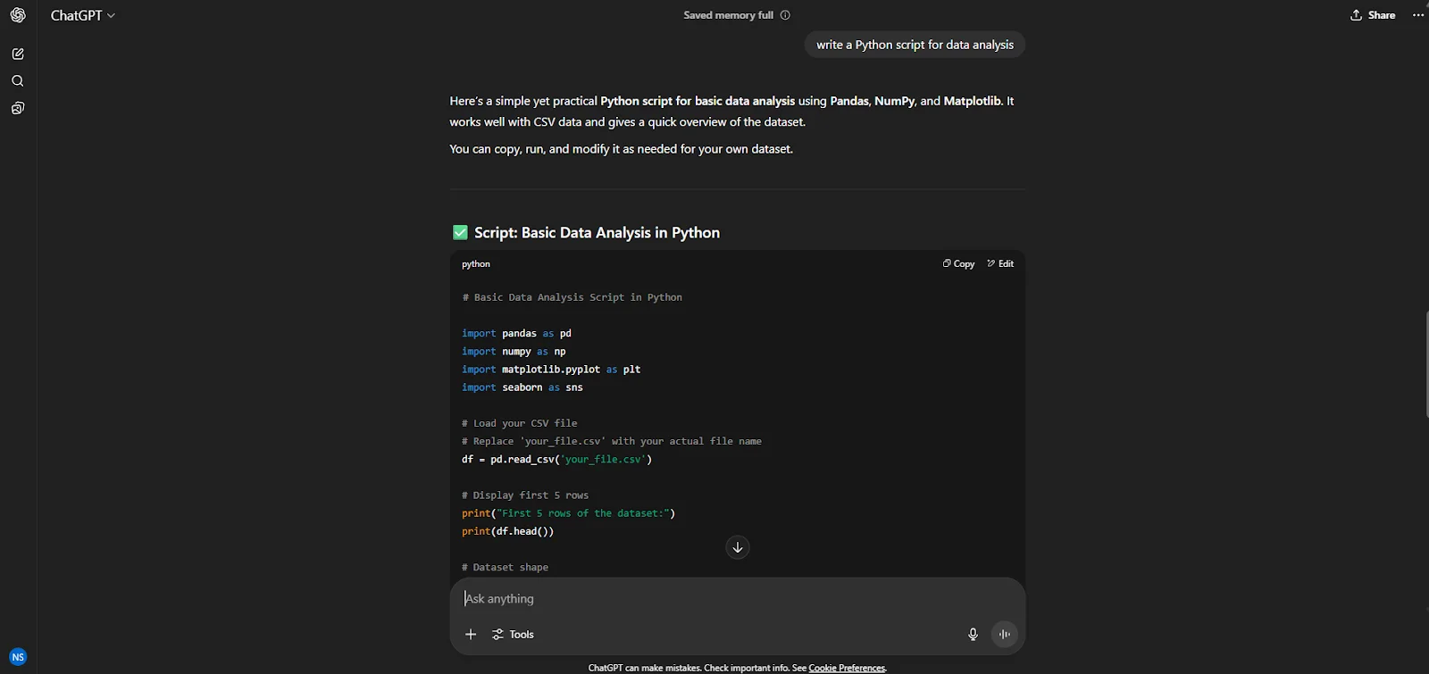 coding using chatgpt 3.5