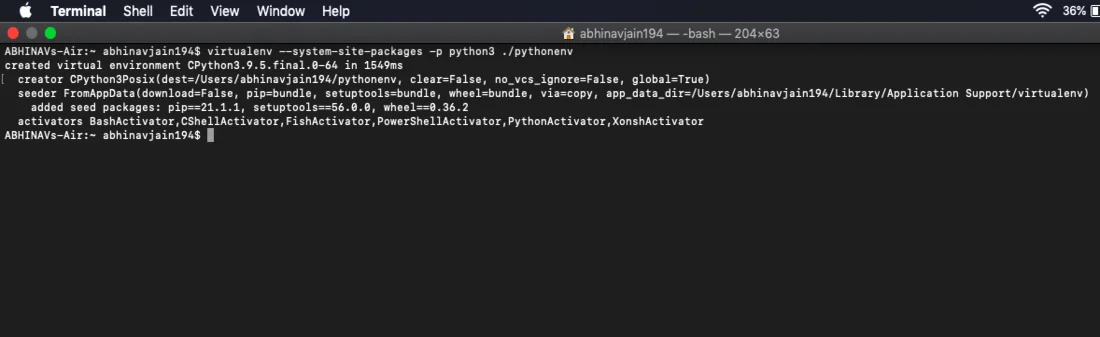 create a directory to hold virtual environment