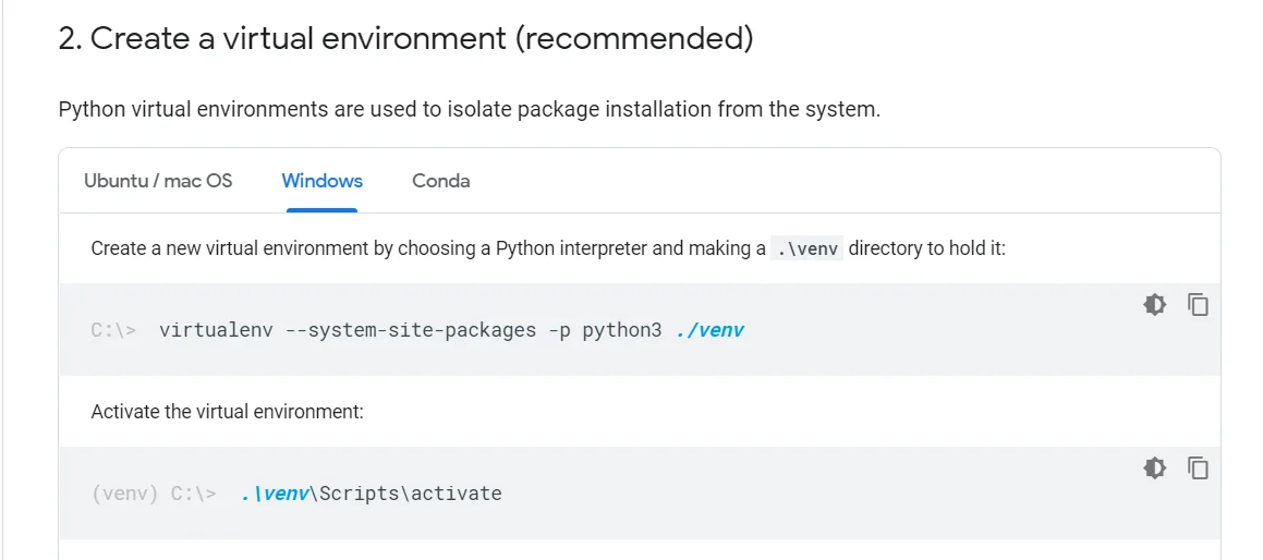 virtual environment tensorflow