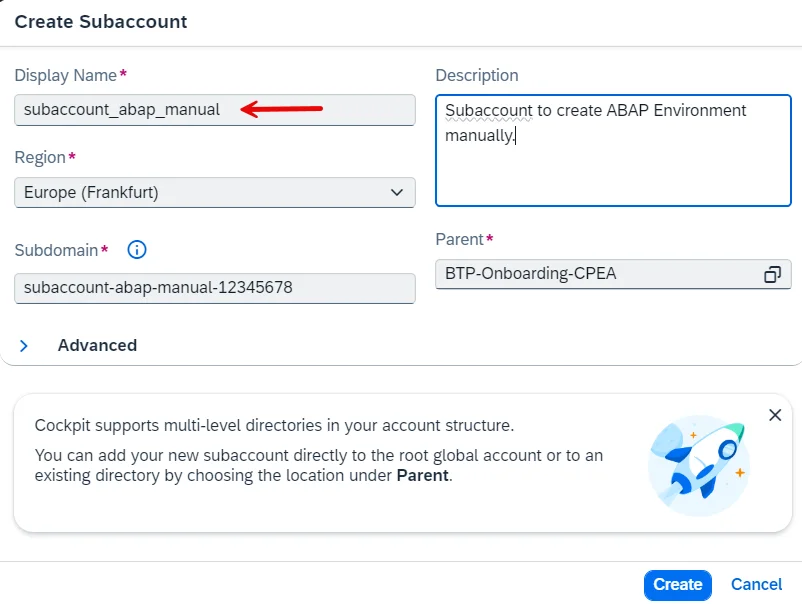 create abap development environment