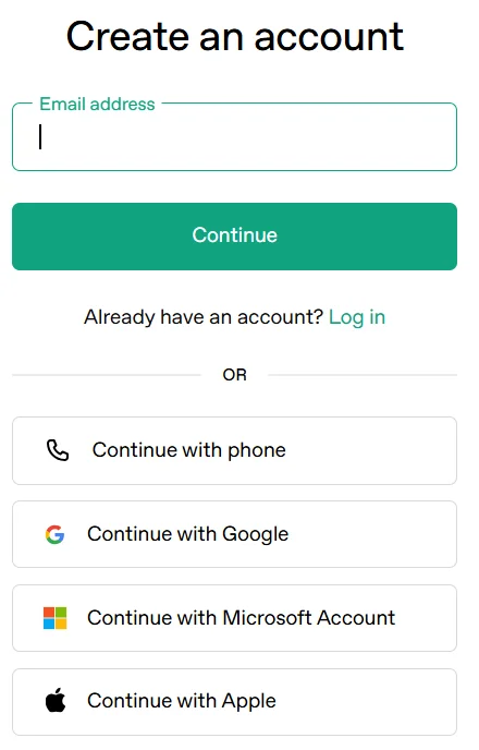 create an account on chatgpt