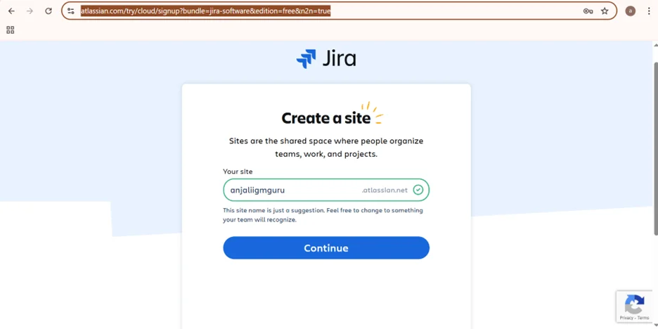 Create and Name your Site