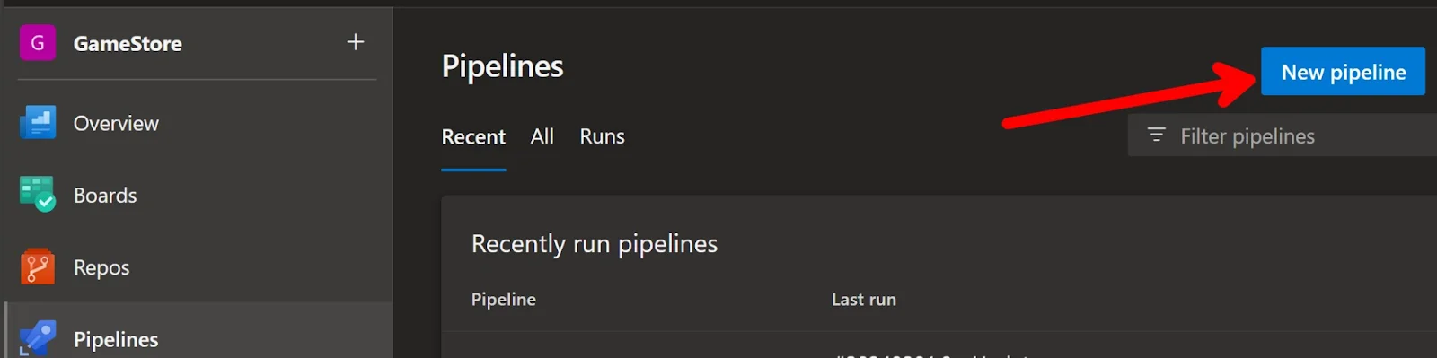 create new pipeline in azure devops