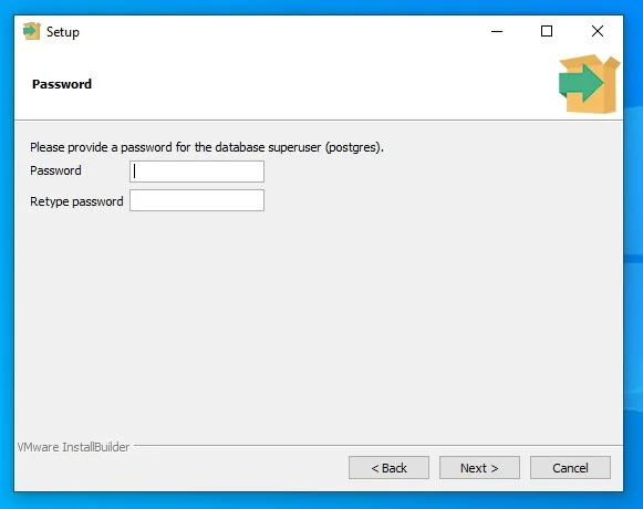create password in PostgreSQL setup