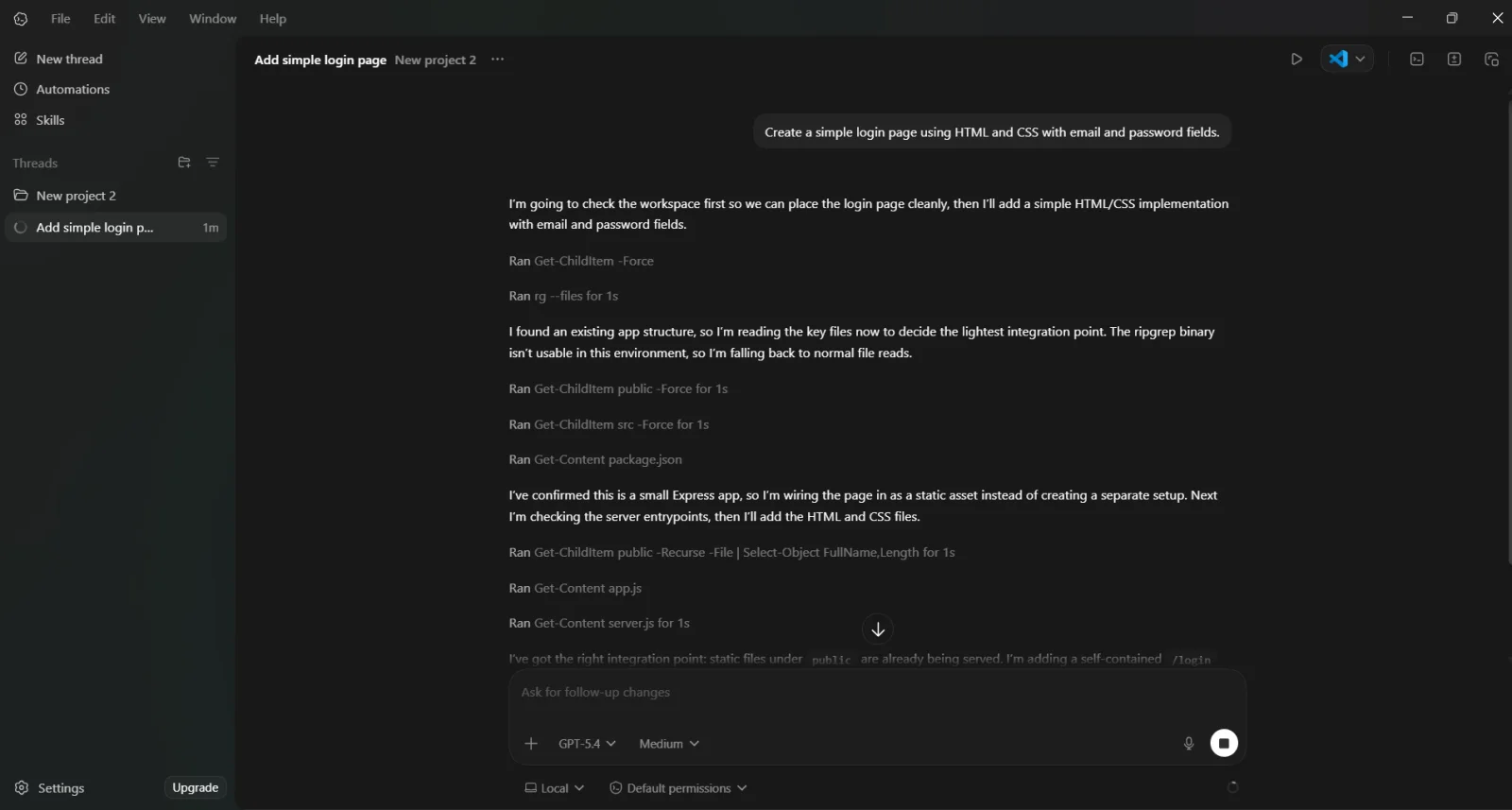 creating a basic web page codex