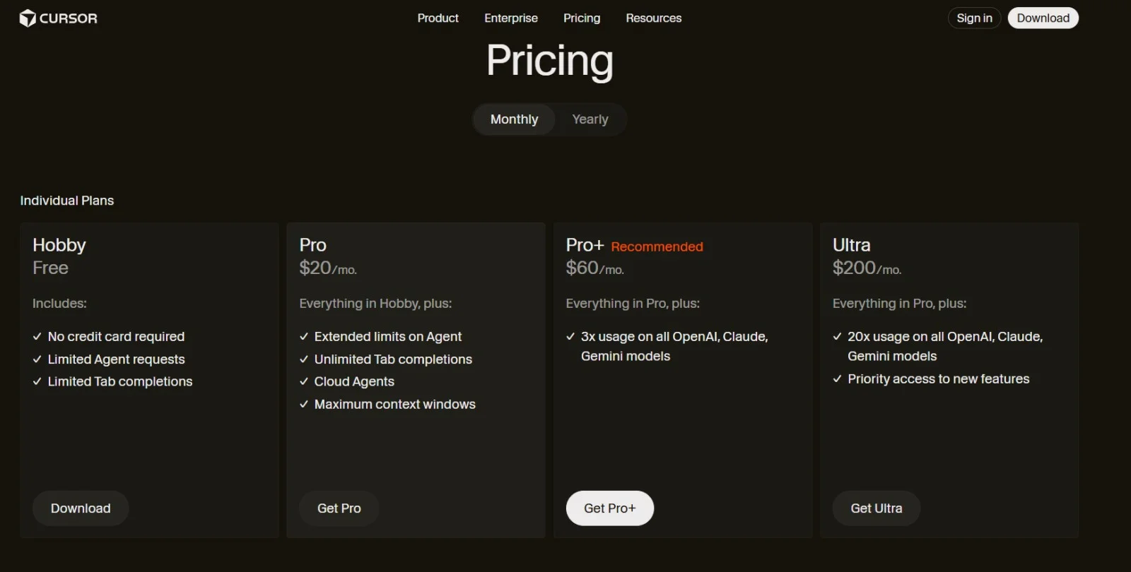 cursor ai price