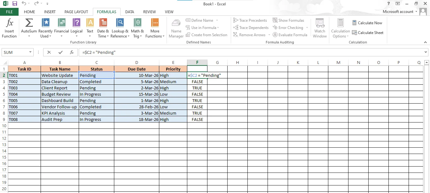 custom formula based conditional formating