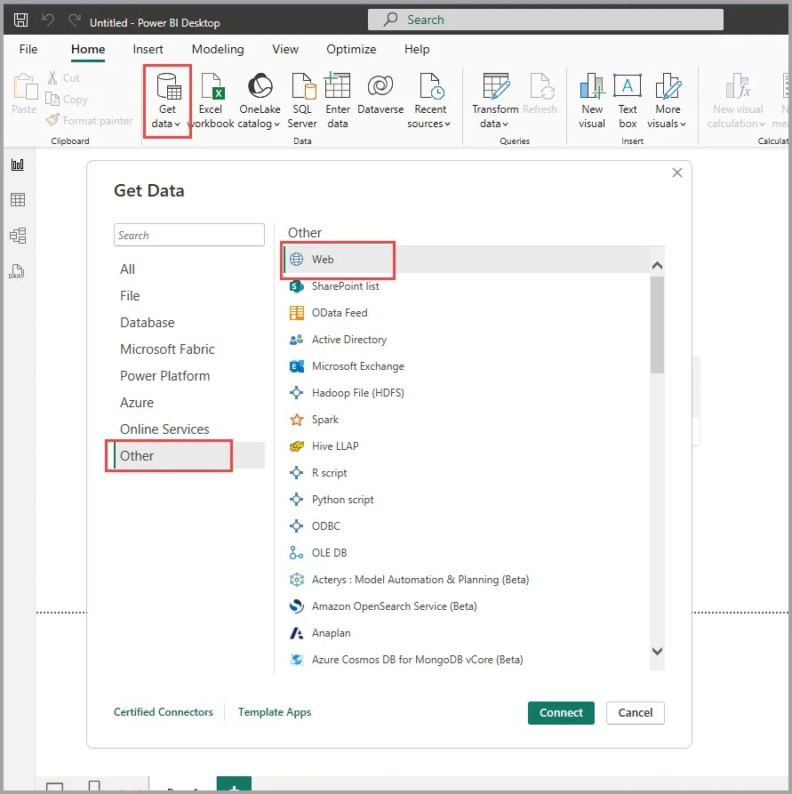 data-sources to connect in power bi