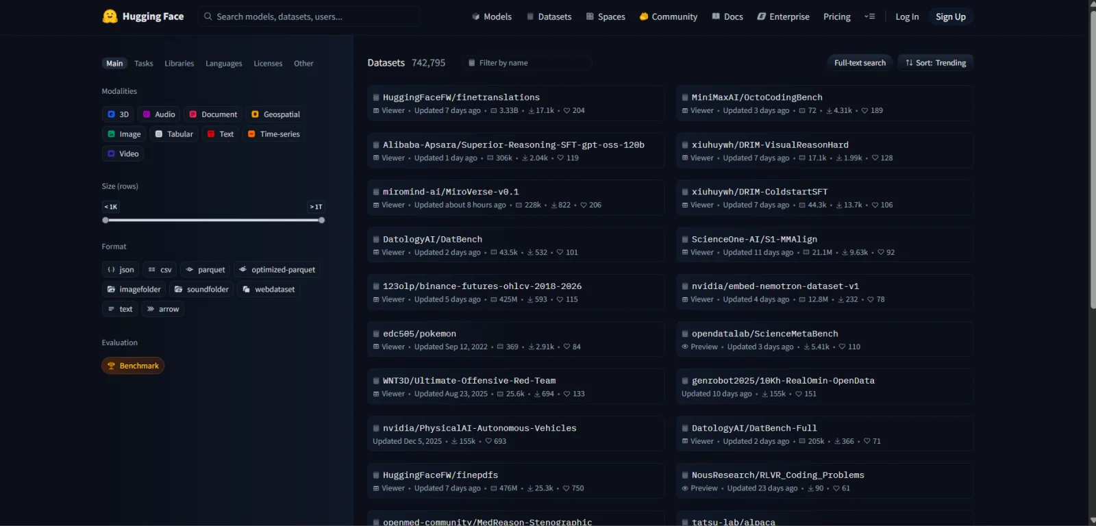 datasets in hugging face