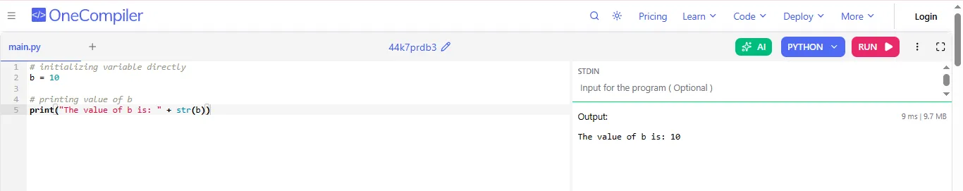 direct initialization method in python variable