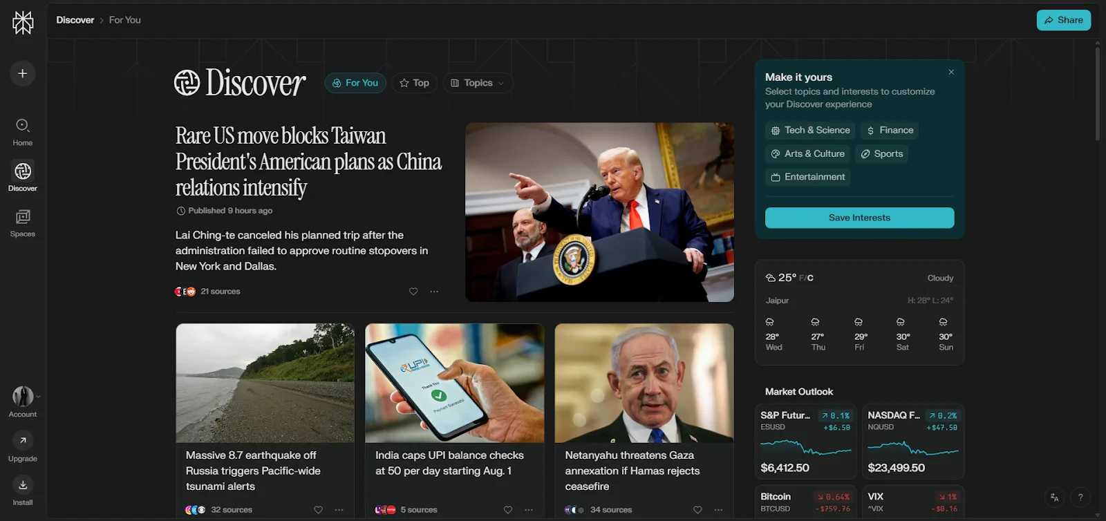 discover page perplexity ai