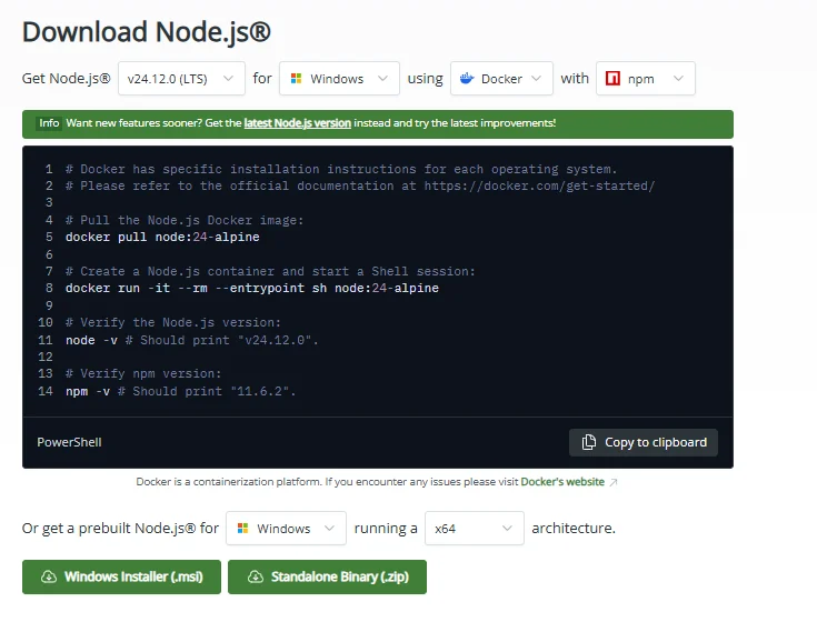 download nodejs for Claude Code installation