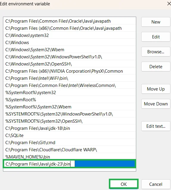 edit the variable path in Java
