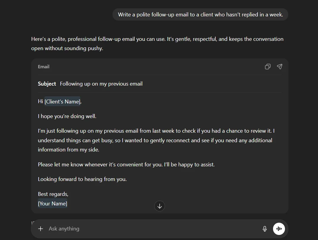 email reply example chatgpt