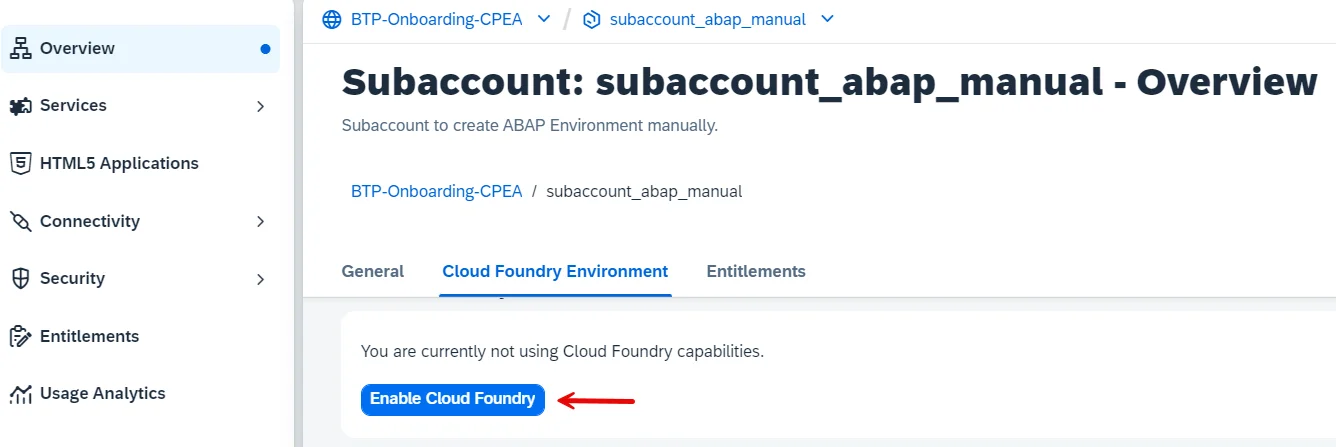 enable cloud foundry in abap