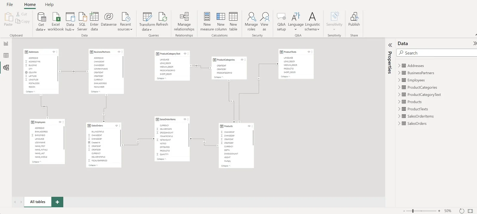 establishing data relationships in power bi reports