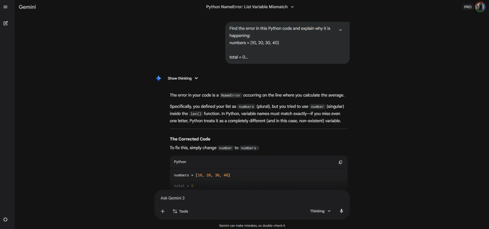 example 5 using gemini 3 for coding help and debugging