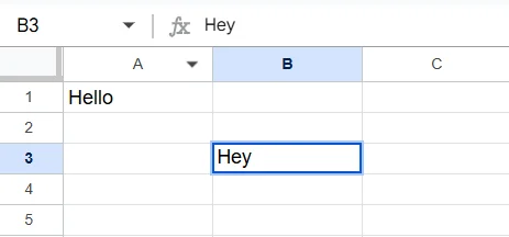example showing cell address