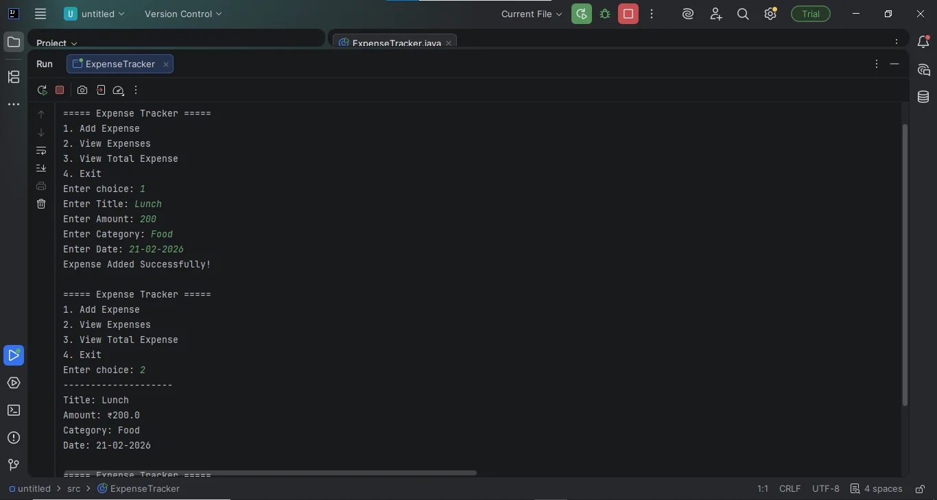 expense tracker java