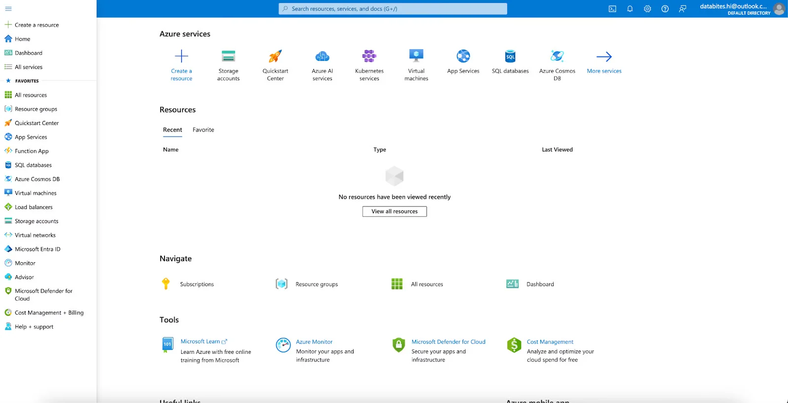 explore the azure portal