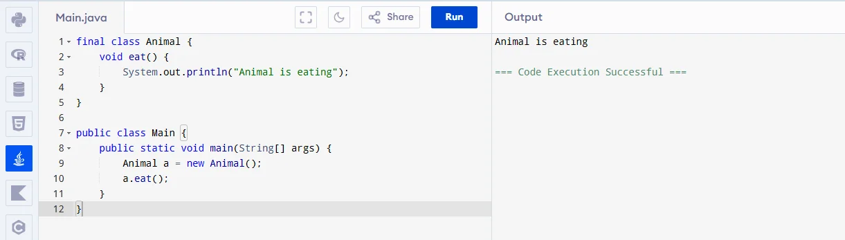 final classes in java