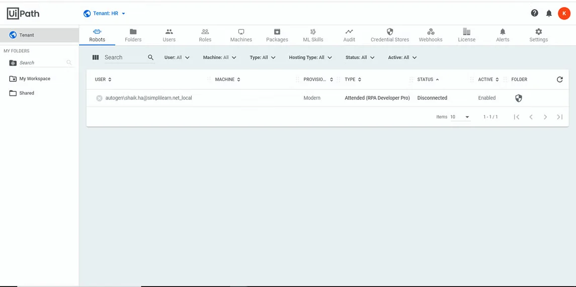 folder and tenant context in uipath