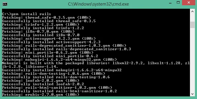 gem install ruby on rails