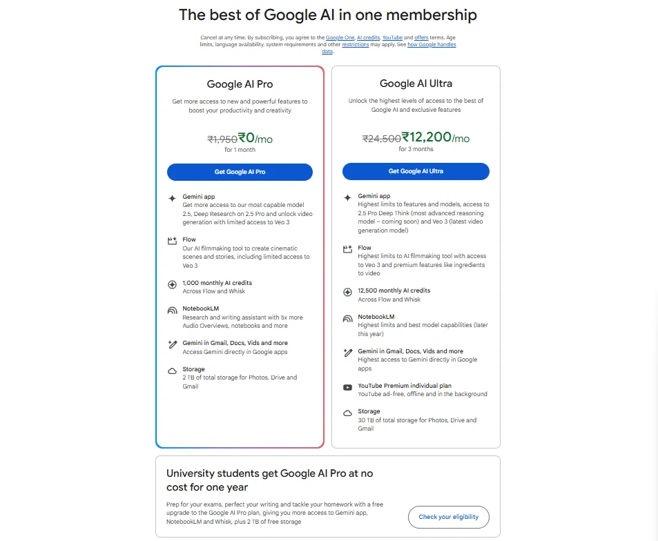 google gemini pricing