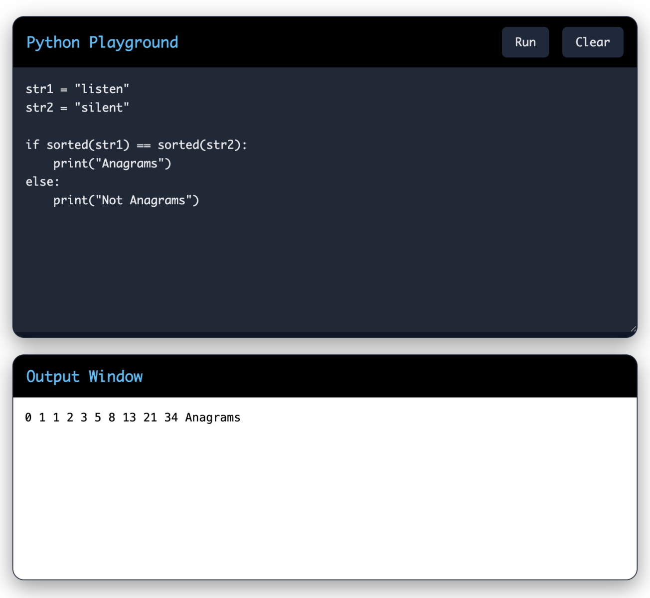 Write a program to check if two strings are anagrams.