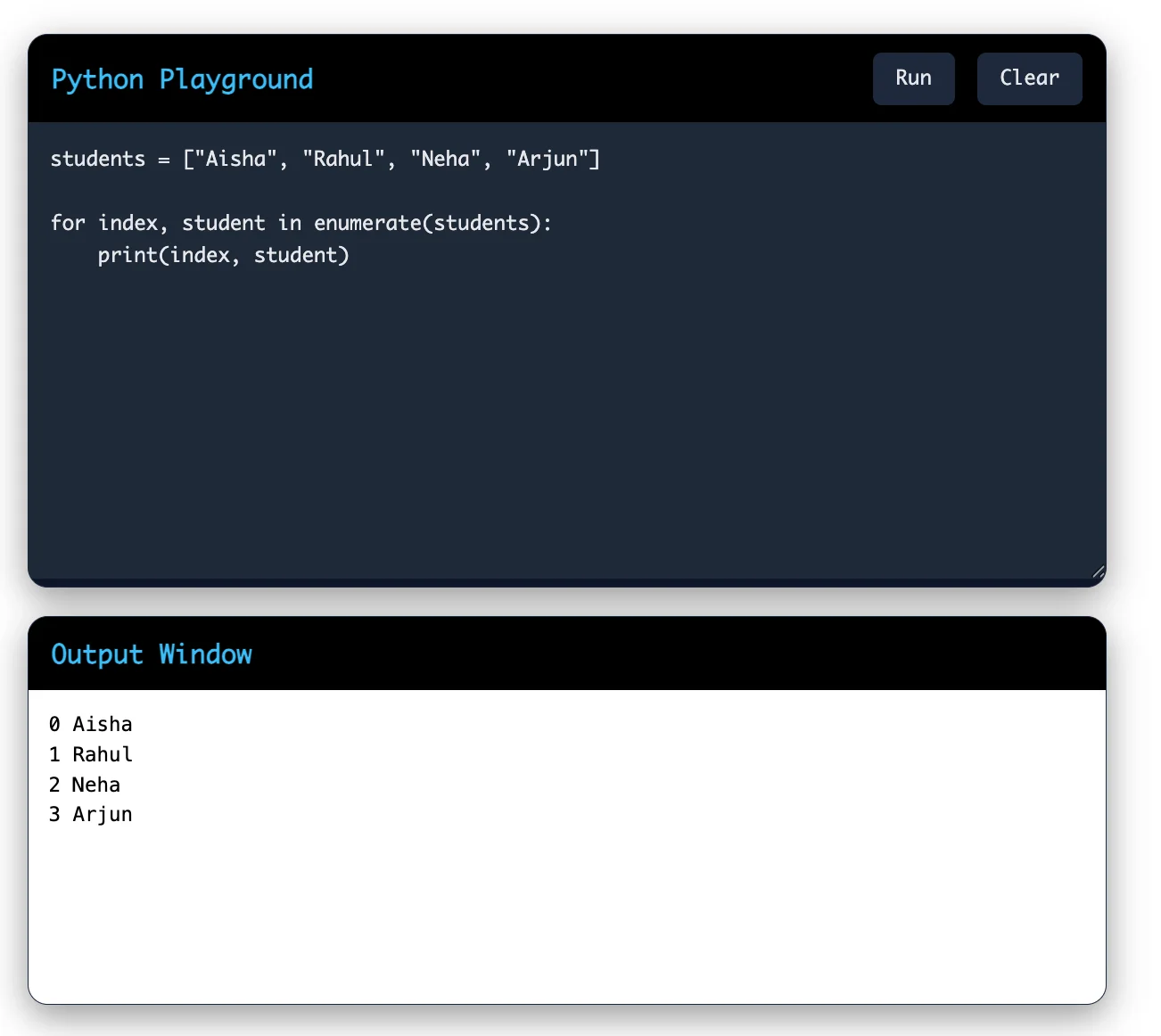 For Loop with enumerate()