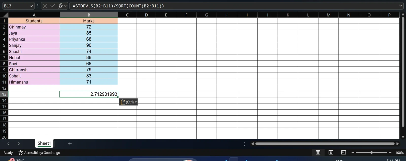 How to Calculate Standard Deviation with Mean in Excel