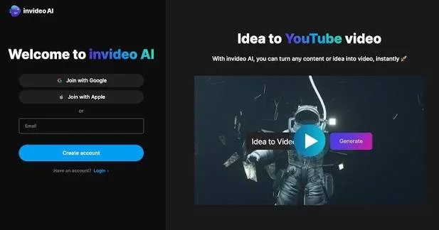 Invideo AI Dashboard Example