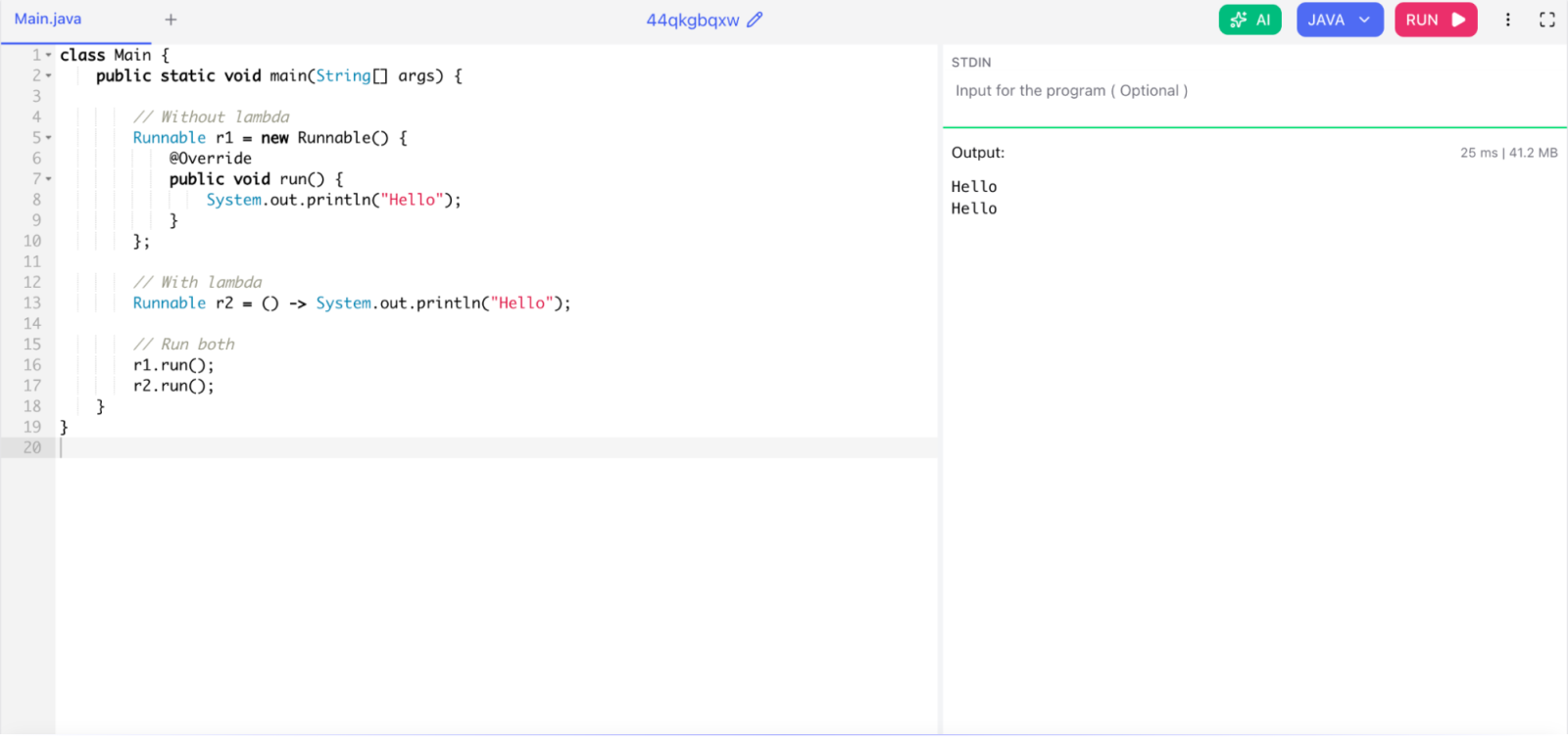 lambda expression in Java 8