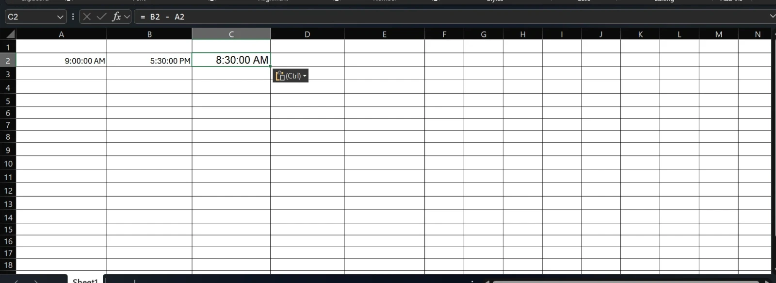 How to Subtract Time in Excel