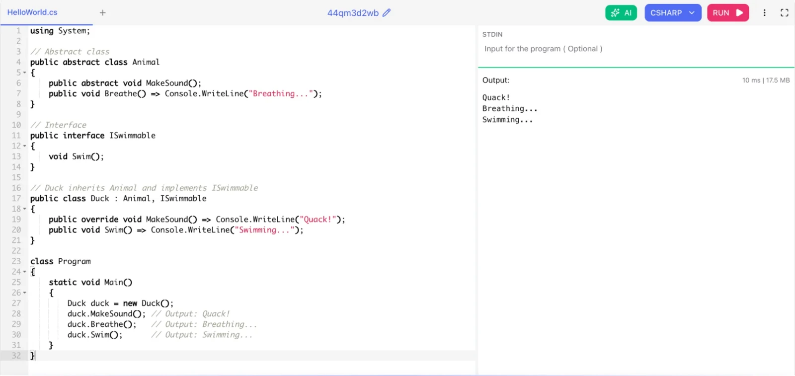 What is the difference between an abstract class and an interface in C#?