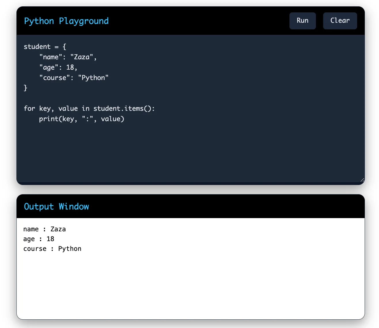 Python Example: Iterating Over a Dictionary