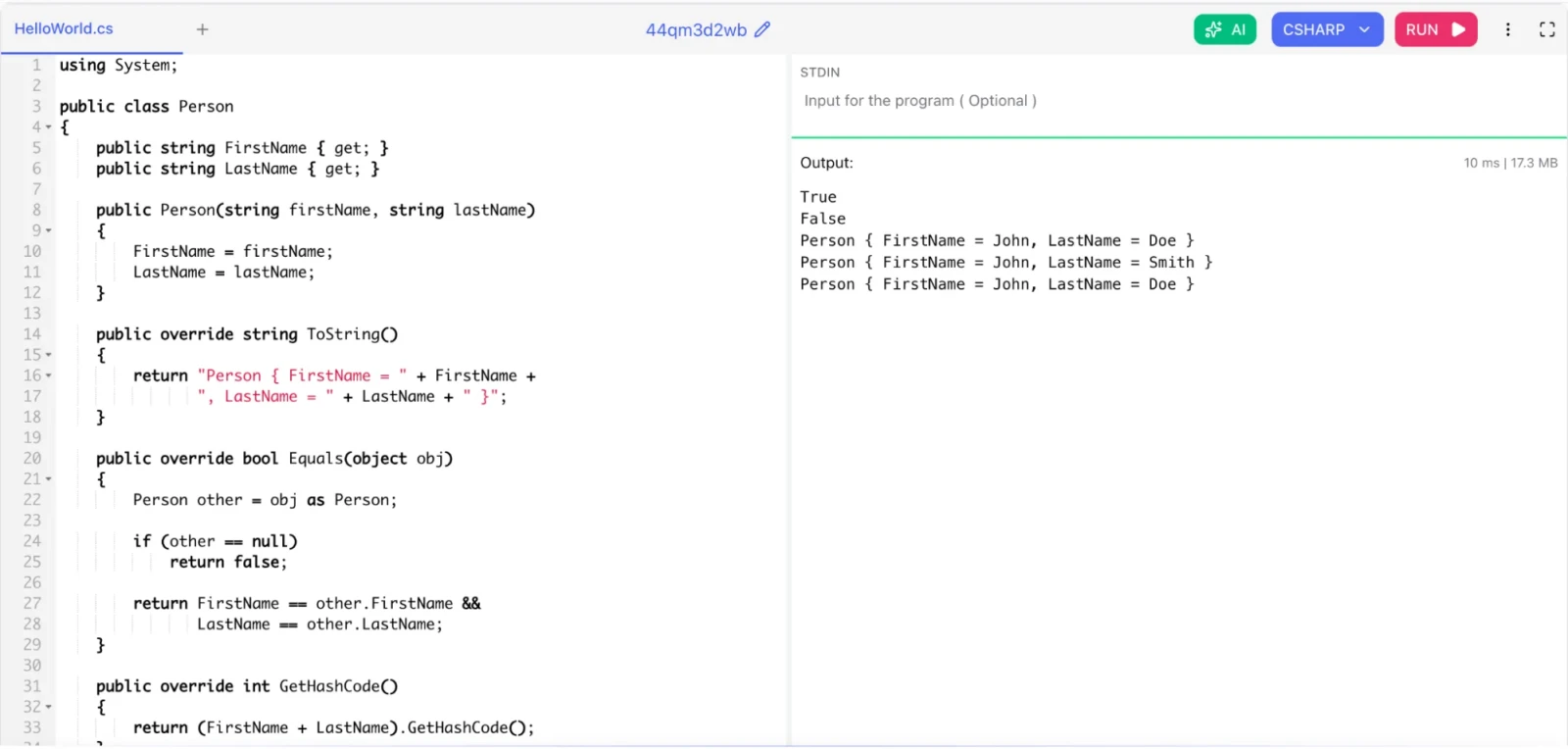 How does the record type work in C# and when should you use it?