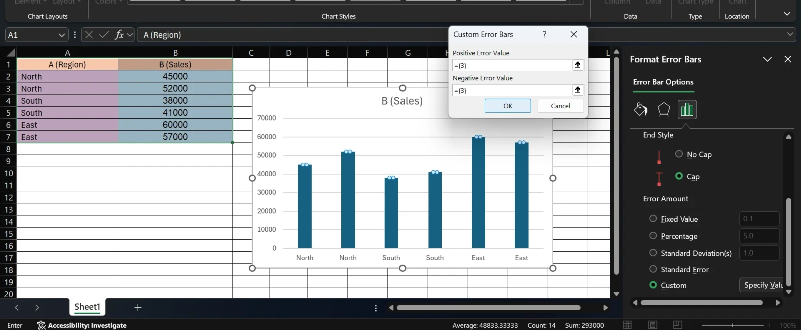 How to Add Standard Deviation Error Bars to an Excel Chart
