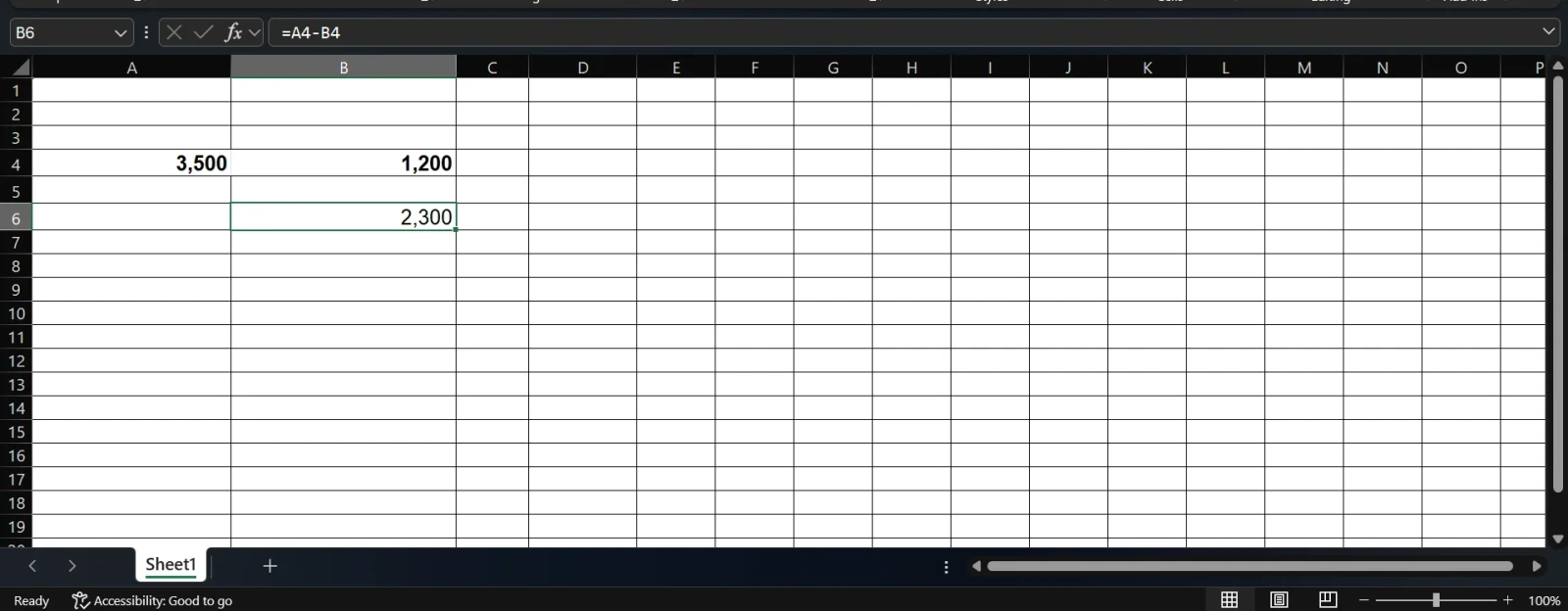 How to Subtract Cells in Excel: syntax