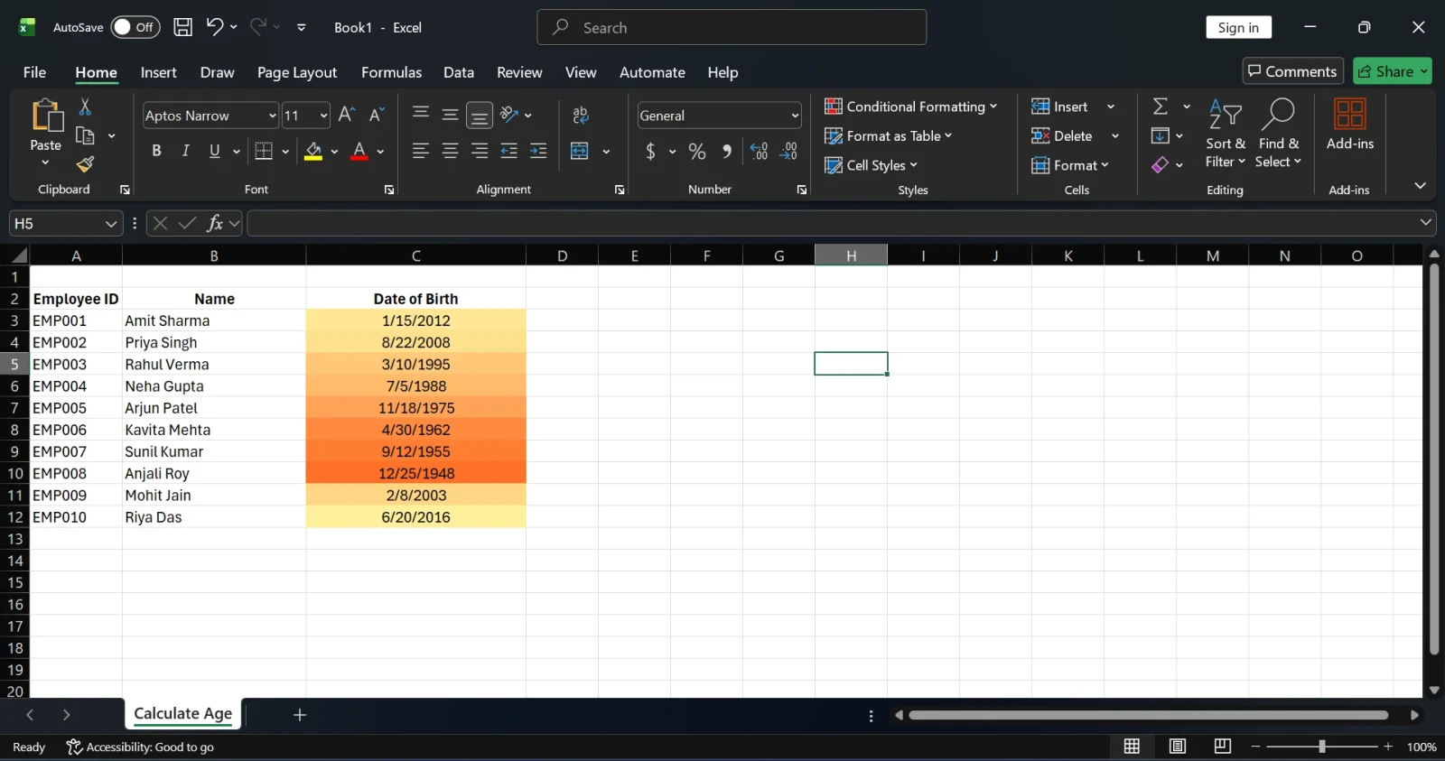 Bonus: Highlight Ages Using Conditional Formatting