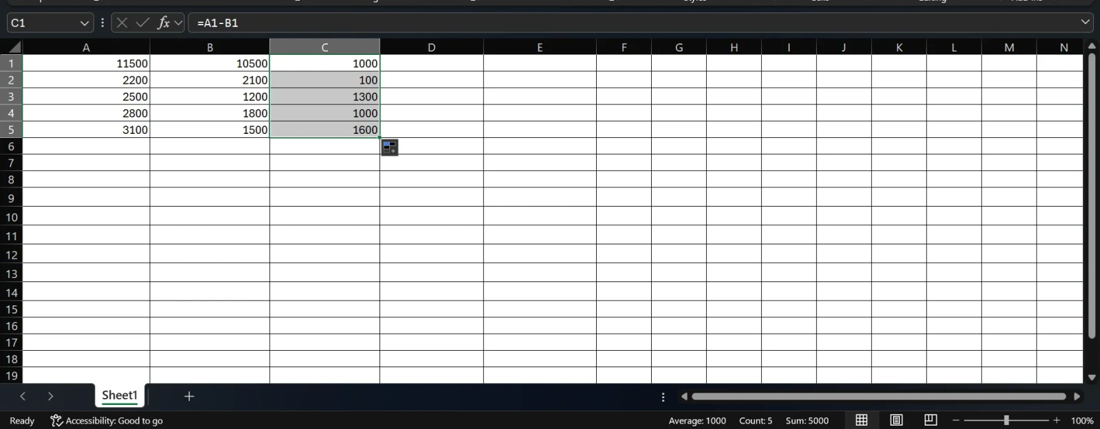 How to Subtract an Entire Column in Excel