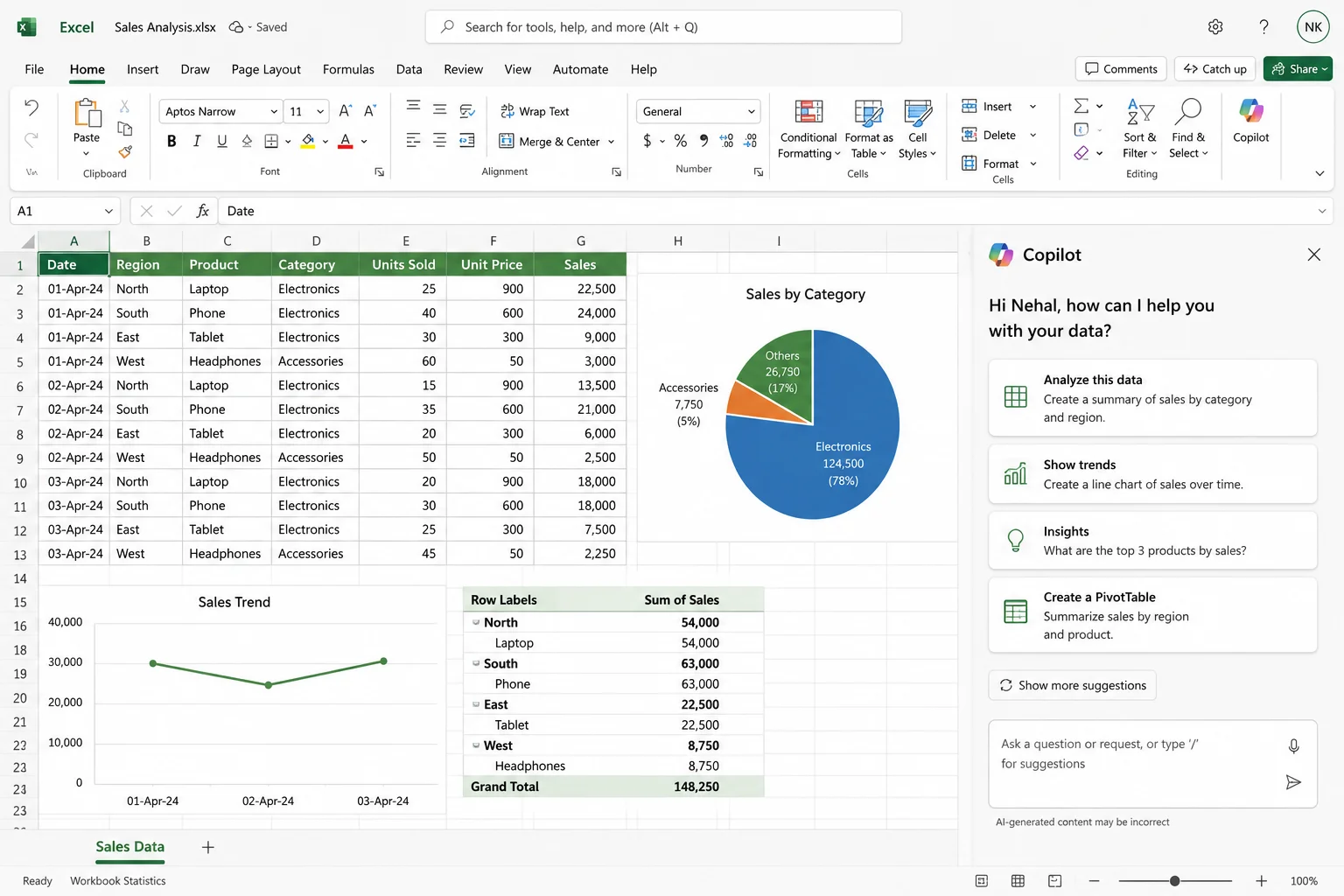 Microsoft Copilot for Excel