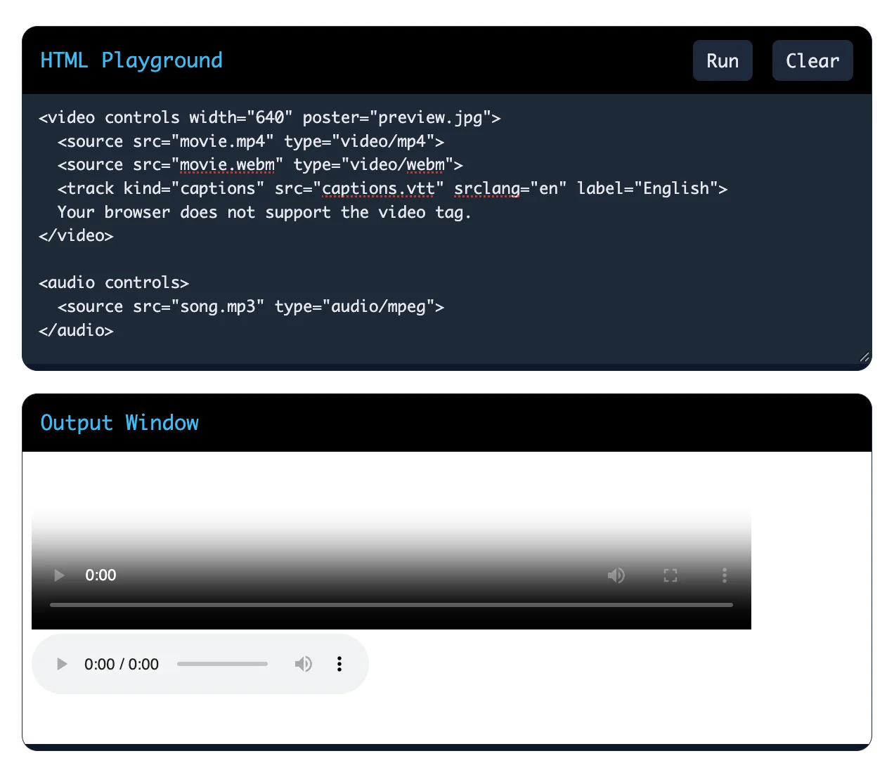 How do you add audio and video to a webpage using HTML5?