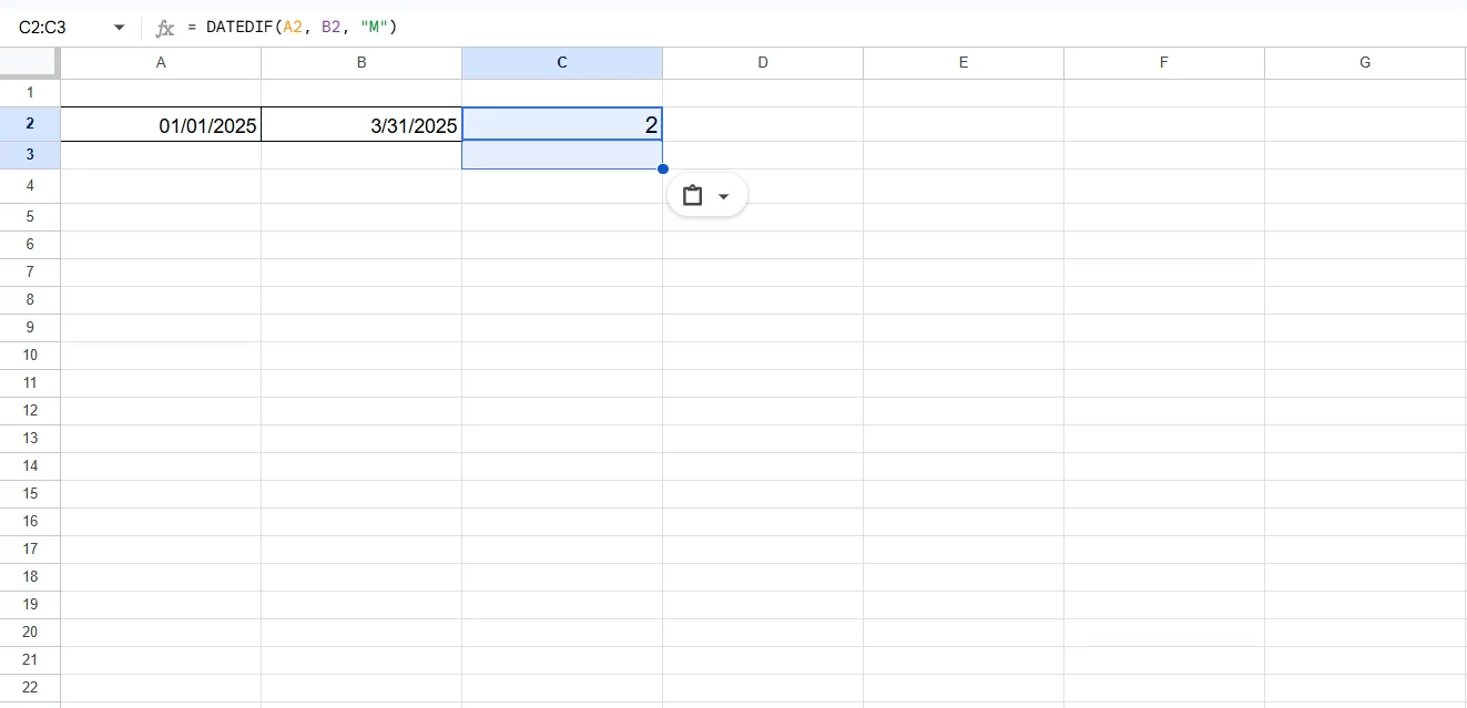 Find the number of months between two dates
